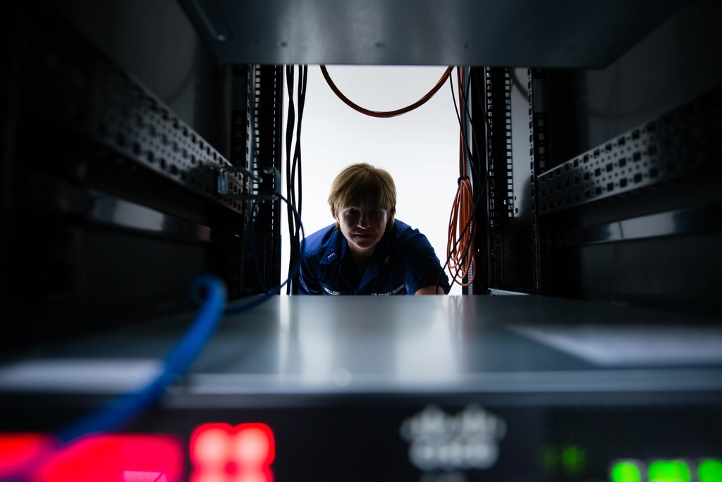 Illustrative image: a database server room.