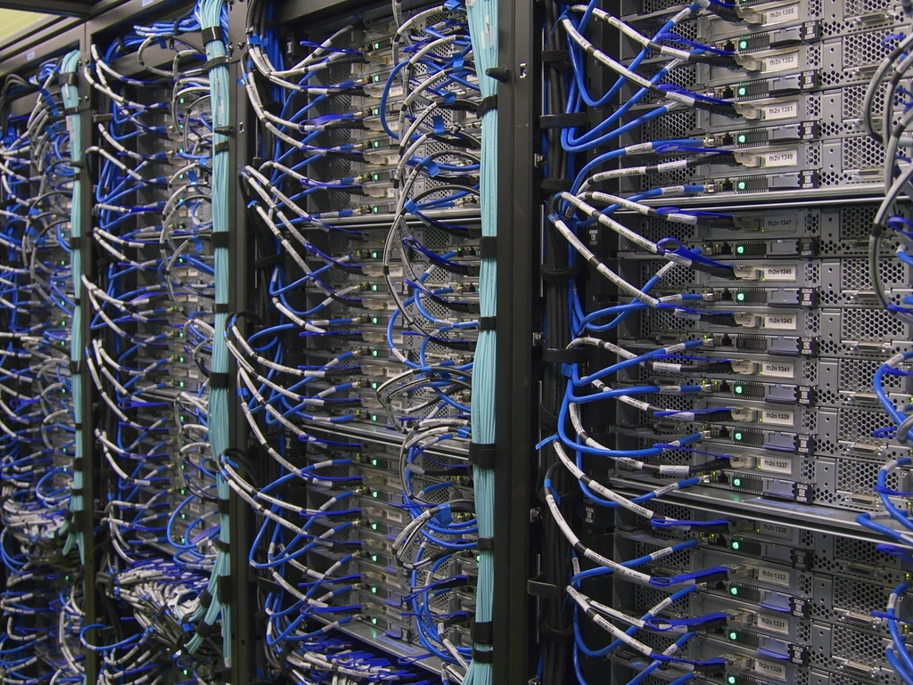 Illustration: a data centre server rack.